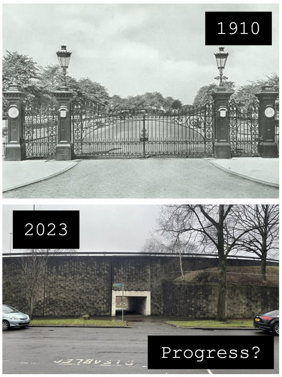 The main entrance to the park wasn't always from the North.

These gates were first located in the East of the park and welcomed locals from Partick, Broomhill and Thornwood to the park - now they have an awful overpass to navigate to get into the park.
 
theglasgowstory.com/image/?inum=TG…