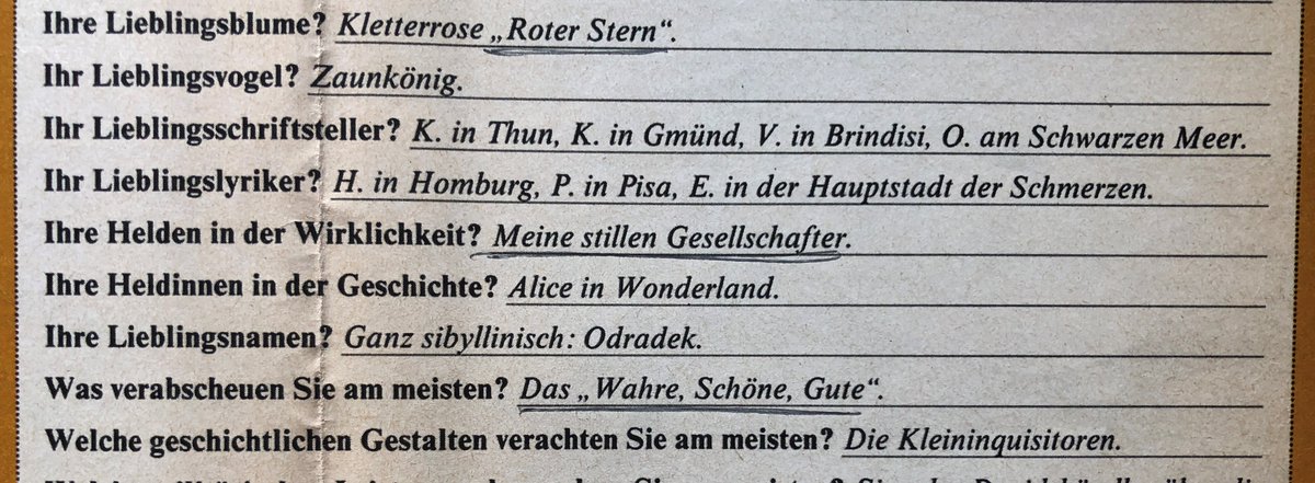 G_Platzdasch's tweet image. 12
KD Wolff im alten @fazmagazin #293 vom 11. Oktober 1985 im #fragebogen über Twitterer

&quot;Welche geschichtlichen Gestalten verachten Sie am meisten?
▪️Die Kleininquisitoren.&quot;