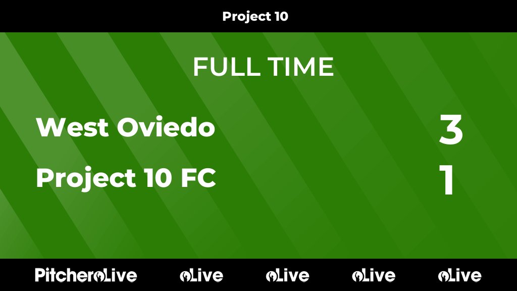 Project_10_'s tweet image. FULL TIME: West Oviedo 3 - 1 Project 10 FC
#WESPRO #Pitchero
pitchero.com/clubs/project1…