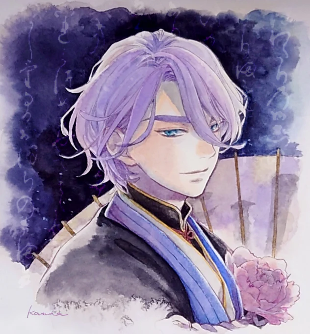 禺伝の涼やかな目元の七海歌仙さんを意識して。頭からつま先まで、バランスが全て歌仙さんだった。素敵な歌仙さんを演じてくださってありがとうございました!#禺伝矛盾源氏物語 #歌仙兼定 