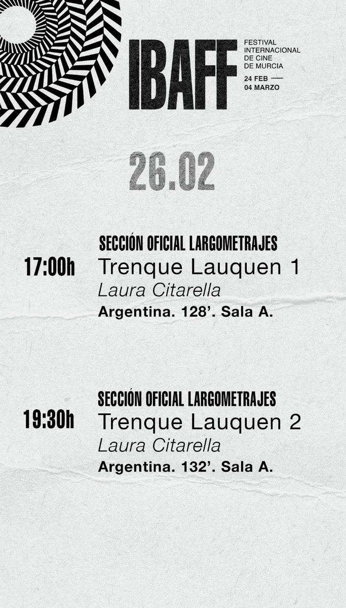 festivalibaff's tweet photo. Esta tarde en la Filmoteca Regional de Murcia. La argentina Trenque Lauquen, película de 4 horas para vivir una auténtica experiencia IBAFF. Primera proyección de nuestra Sección Oficial de Largometraje. #IBAFF13 https://t.co/3P9rEFQy8o