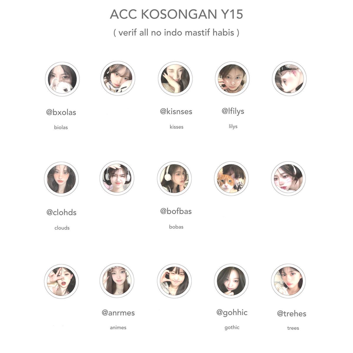 WTS ACC KOSONGAN Y15 ‧₊˚✩
 
 🌷 1O.OOO / each 
     
     ✦  verif all ( mastif habis )
     ✦  go green ( -ssb ganti @ )
     ✦  dapat pw email
     ✦  masuk mt ht ( boleh di test )
     ✦  avail space &amp; circle 

#zonauang #zonajajan
