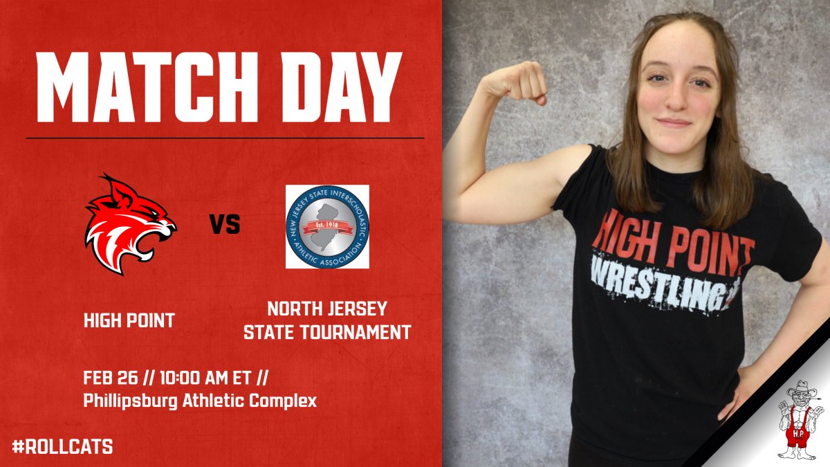 MATCH DAY!! Please wish senior Carney Wyble good luck today as she represents the High Point Girls Wrestling team in the NJSIAA State Tournament at the Phillipsburg Athletic Complex. @HPRwildcats @JonTallamy @coachcdexter @gogipper #hprwildcats #hpmedia #topofnj