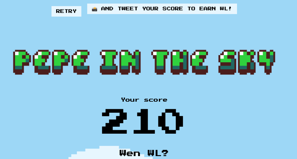 SissyyMiss's tweet photo. @PEPEinTheSky My fat finger can achieve 210 score on 
@pepeinthesky! Can you beat it? https://t.co/xatVsBiqVC
