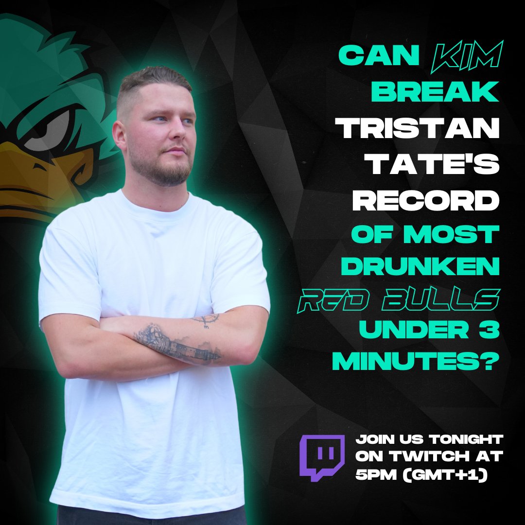 gamducks's tweet photo. Today’s stream is gonna be wild🔥 Can Kim beat Tristan Tate and become the real king of Red Bull?👀
Join us on twitch at 5PM (GMT+1).
#twitch #Malta #gaming #redbull #record #gaminglife #streaming #live #streamer #twitch #sweden #gamification #gamducks https://t.co/EcRLc6CpAP