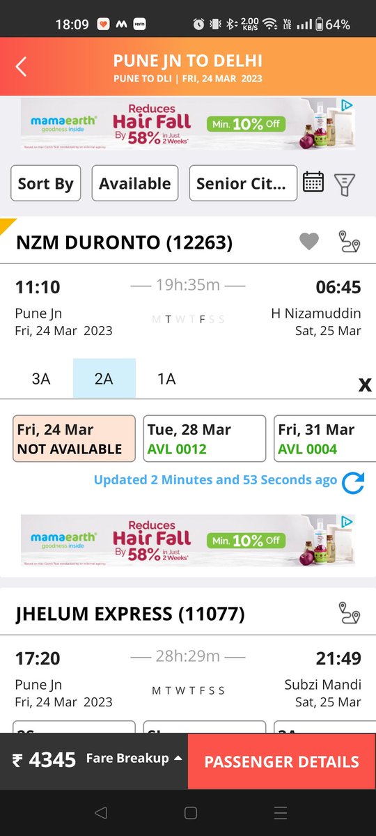 stubbymaya's tweet photo. @IRCTCofficial 
While booking tickets for elderly parents in Duranto (PUN-NZM).
Sen. Cit. quota ticket appears to be Not available and when I opted for the general quota where I did stick for LB opt. With all the checks for no upgrade still I was granted with U.B and S.U https://t.co/UXiFu38FLD