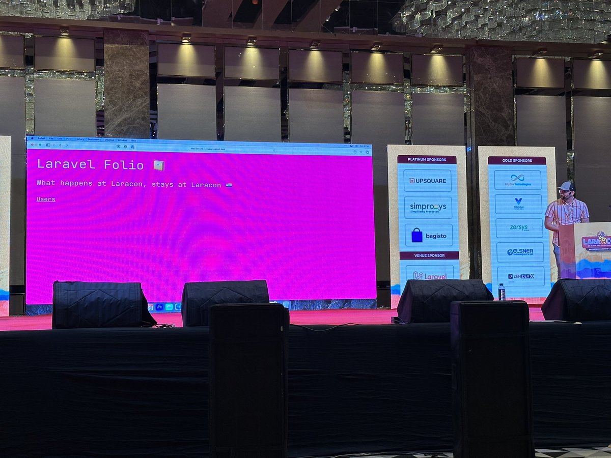 sawanruparel's tweet image. First ever super secret reveal by @taylorotwell of #laravelFolio in #laravelIN