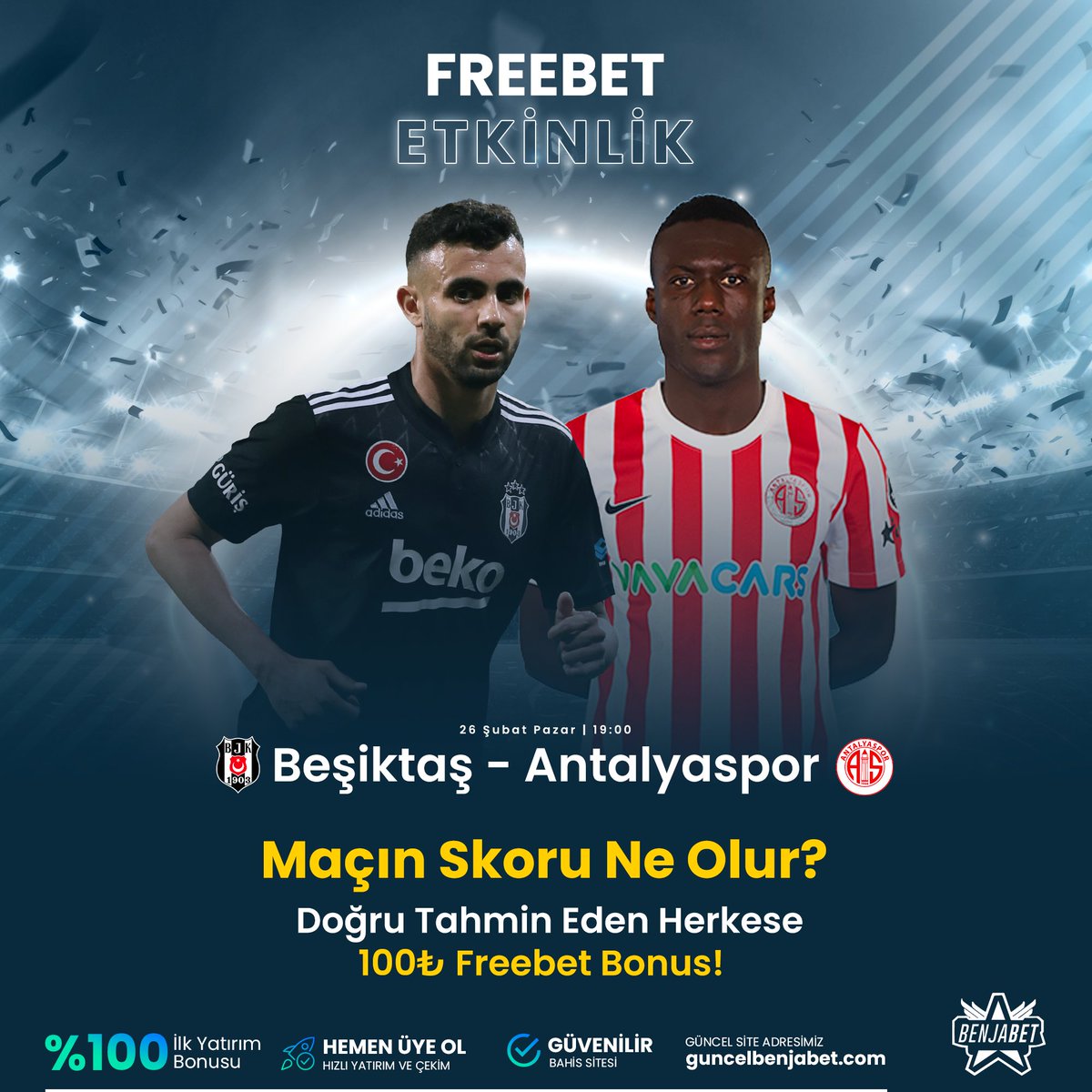 benjasosyal's tweet photo. Benjabet Freebet Dağıtıyor! 👊 #BJKvANT

💰 Beşiktaş-Antalyaspor Maçının Skorunu Doğru Tahmin Eden Herkese 100₺ Freebet Bonus! 

💢 Tweete Rt Yapıp 3 Kişiyi Etiketle 
💢 Telegram Kanalımıza Katıl 👉 https://t.co/CtRJzglgUa
💢 Etkinlik Formunu Doldur 👉 https://t.co/vXGkla2etC https://t.co/H00ZvFiVXS