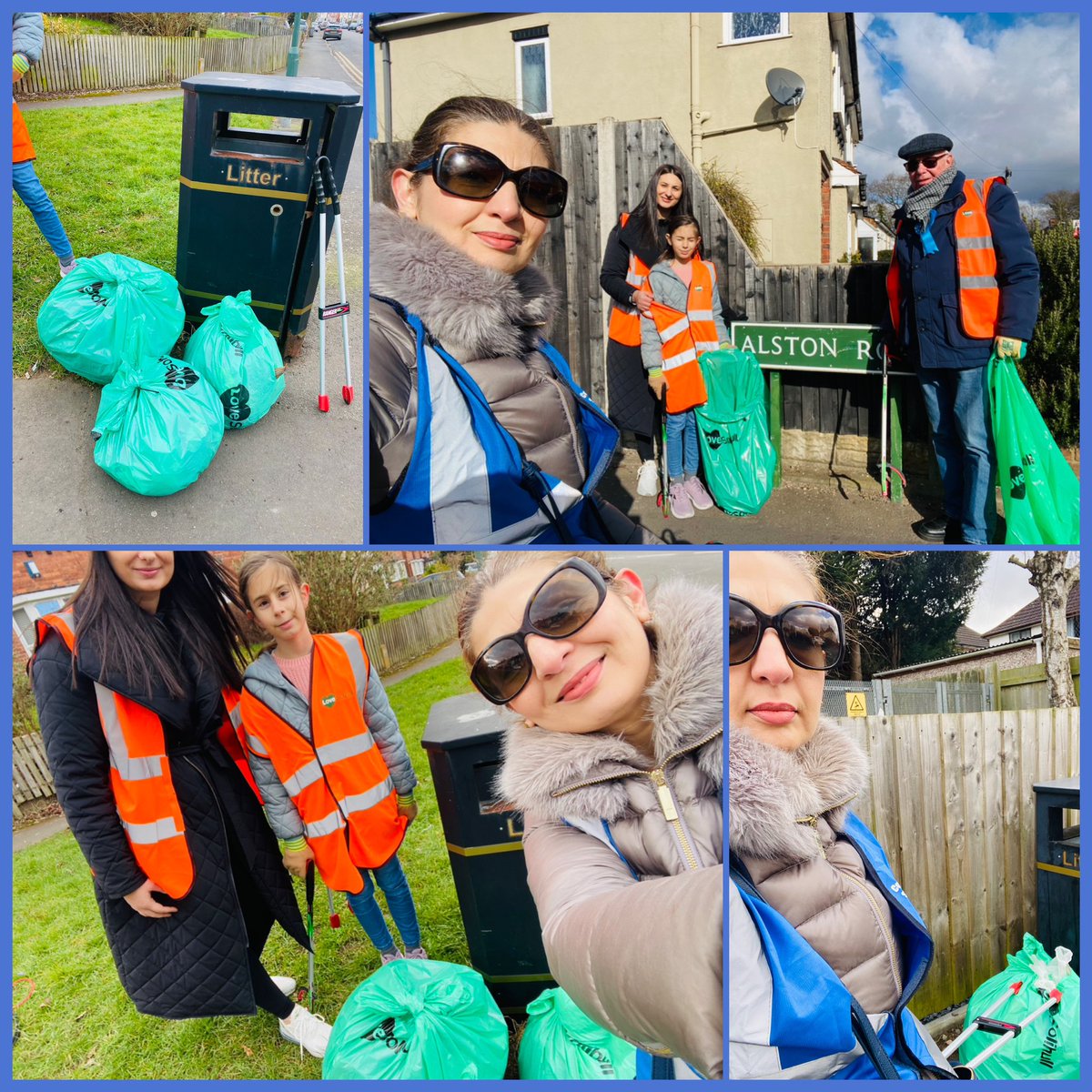 A sunny and cold Sunday morning in #Solihull litter picking around Silhill with Cllr Peter Hogarth MBE, and Natalia Balan @CWOwestmidlands @solboroughcons #loveyourcommunity #litterpick