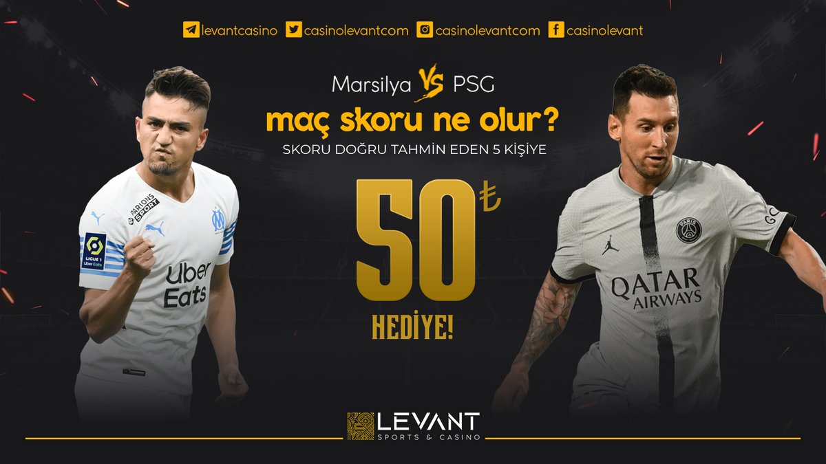🎁 Marsilya - PSG maçına özel etkinliği kaçırmayın!

💰 #Levant etiketi ile Marsilya - PSG maçının skorunu doğru tahmin eden 5 kişiye 50₺ bonus hediye ediyoruz!

🔗 Giriş: bit.ly/levantadres 

#CasinoLevant #BedavaBonus