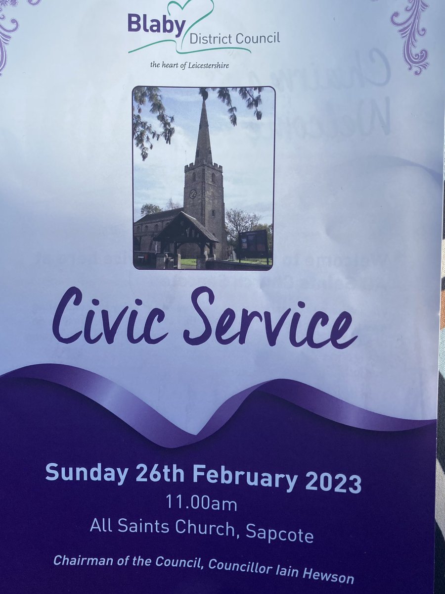JuliaFras's tweet photo. Fantastic Civic Service today at All Saints Church, Sapcote @BlabyDC thank you @NickyJ_Brown and #teamblaby https://t.co/nOl4l9XWMA
