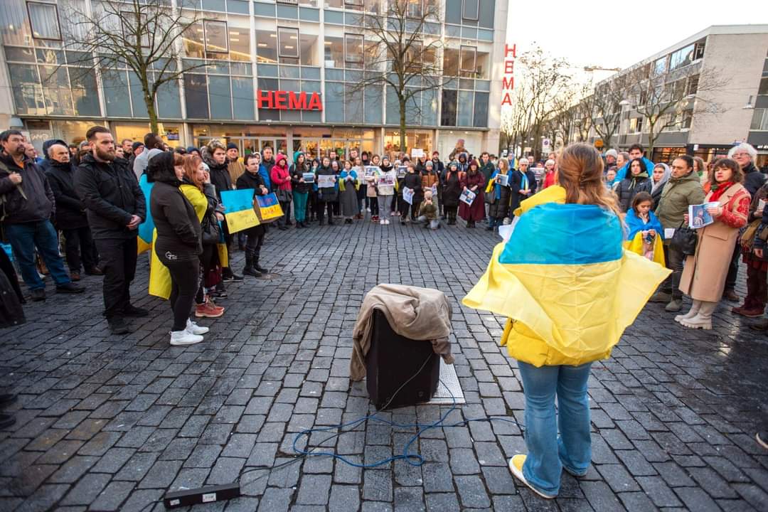 Biggest thanks to everyone who came to support Ukraine on February 24 at Grote Markt! By supporting Ukraine, you contribute to our victory over the Russian aggression. Ukraine is standing strong together with the democratic world. We will win! 💙💛