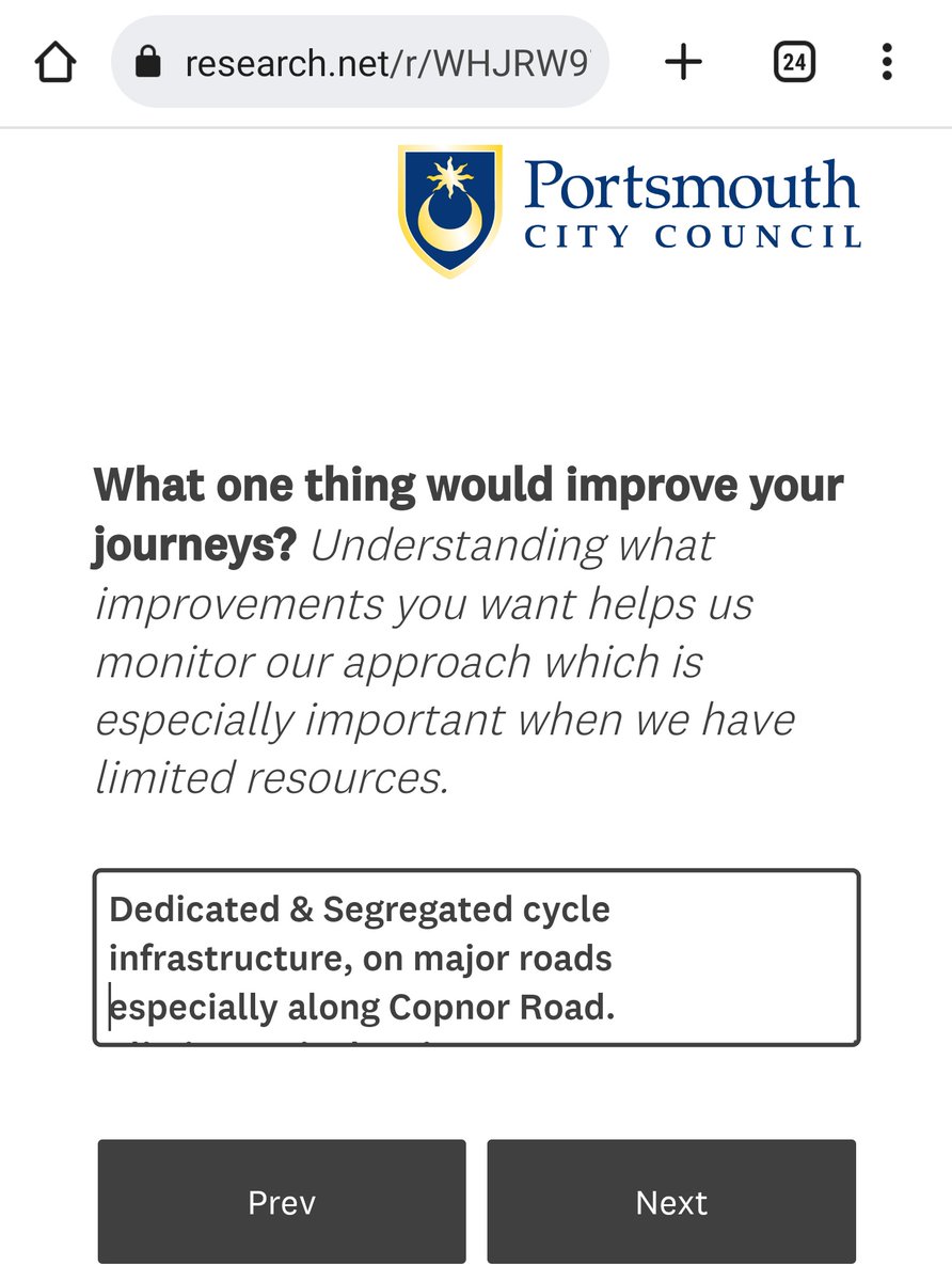 Just filled in the @portsmouthtoday travel survey! I think @PompeyBUG will agree with my comment! research.net/r/qr_code/WHJR…