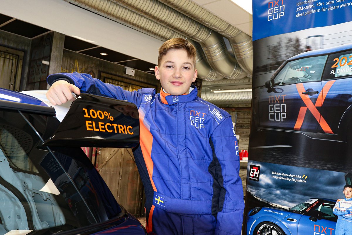 NXTGenCup's tweet photo. #NXTGenCup driver Enzo Hallman was present with the 100% #electric ⚡️ LRT #NXT1 race car during an event hosted by #Autoident and Drivers Club in Jönköping 🇸🇪, showcasing his 2023 plans and former karting titles. 🎖️
#MINI #JuniorRacing #MiniCooper #Motorsport #Racing https://t.co/dPxix51BNh