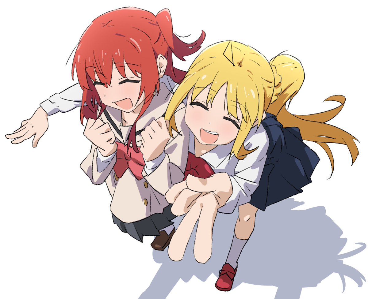 ijichi nijika multiple girls 2girls school uniform red hair blonde hair skirt side ponytail  illustration images