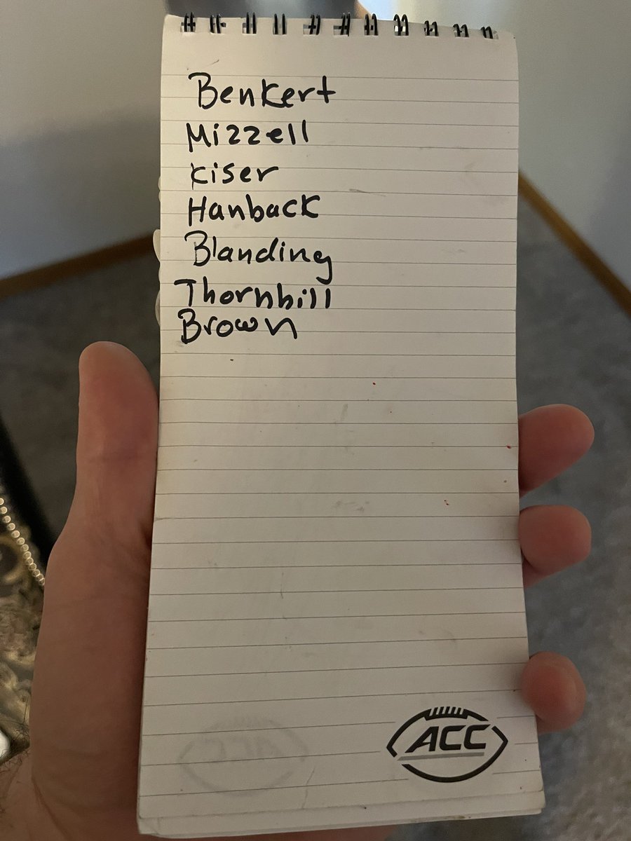 VincentBriedis's tweet photo. Blythe brought me this notepad this morning to have me trace her hand on and looks like she found a postgame interview request list from 2016. 🤣 https://t.co/Zj66YCoT4U