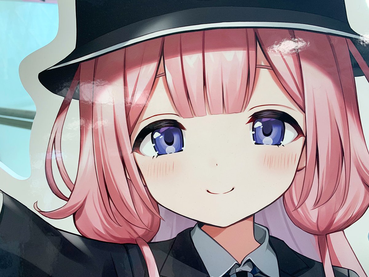 1girl pink hair smile solo hat blue eyes blush  illustration images