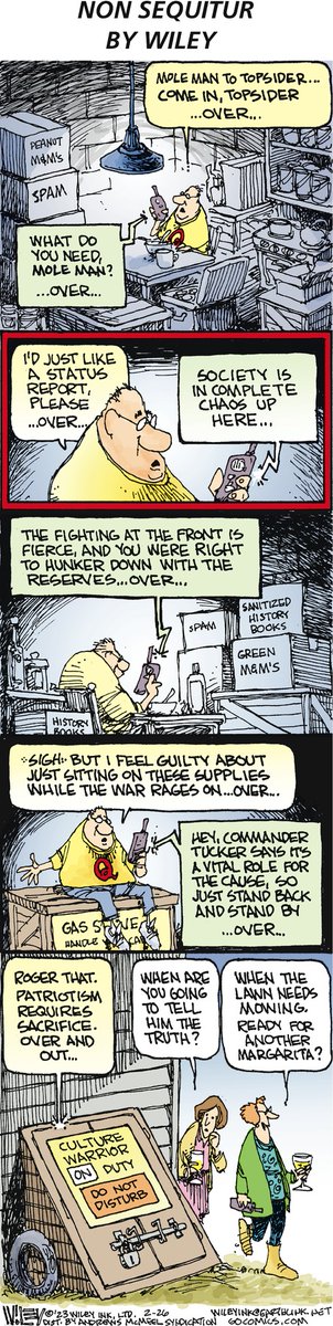 hunleyeric's tweet photo. Non Sequitur by Wiley Miller for Sun, 26 Feb 2023 https://t.co/cpsrwVNvxl | @TheWileyMiller #NonSequitur #ComicStrip #WileyMiller https://t.co/P7G2VozQyv