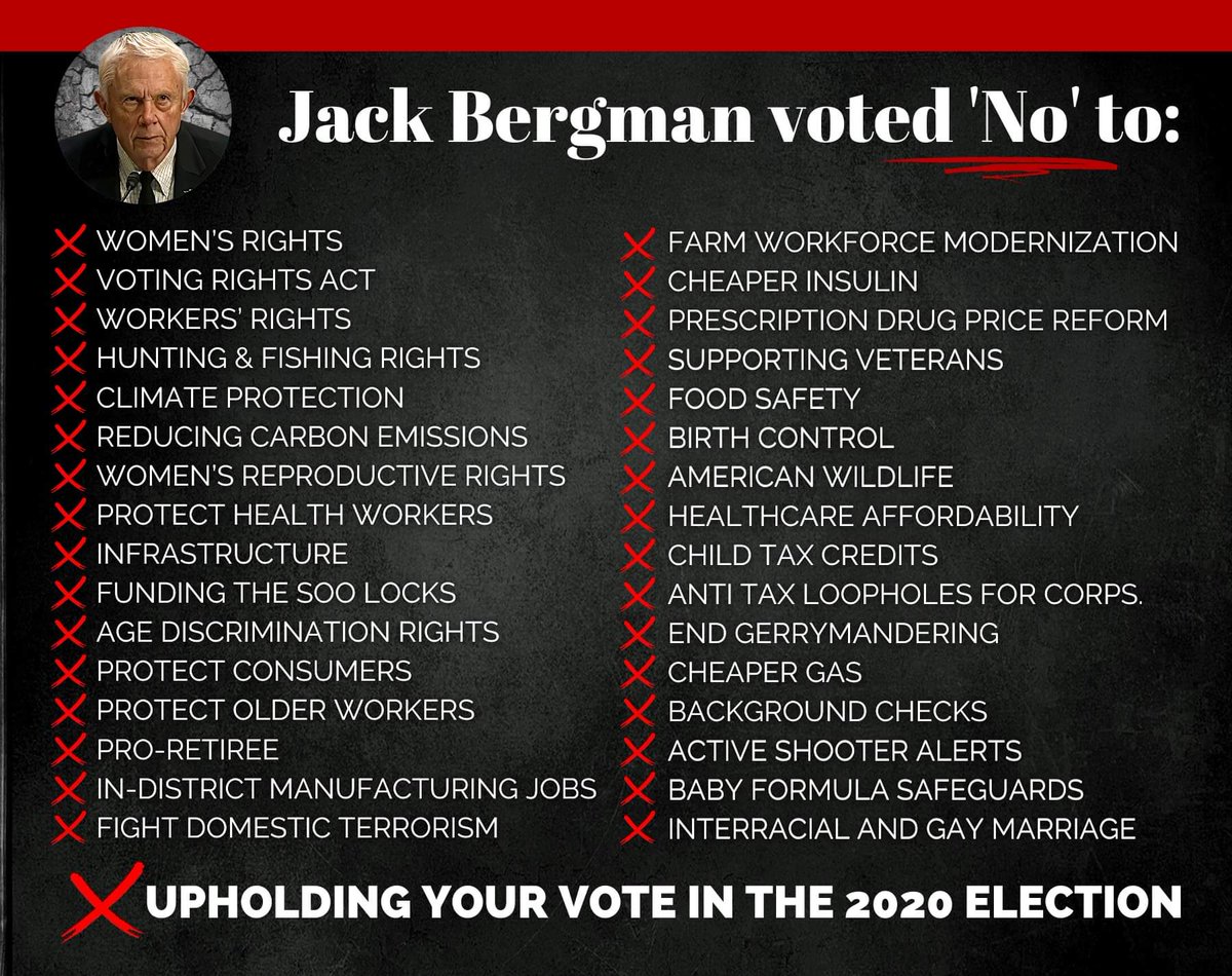 Pit2Luv's tweet photo. REMEMBER @RepJackBergman #MI01  (and most Republicans including @RepMoolenaar) DO NOT vote for us and the programs northern Michigan needs!

#RepublicansAreTheProblem #DefundBergman #DefundMoolenaar
#Jan6thInsurrection #Jan6 https://t.co/H1IpEvkBYH