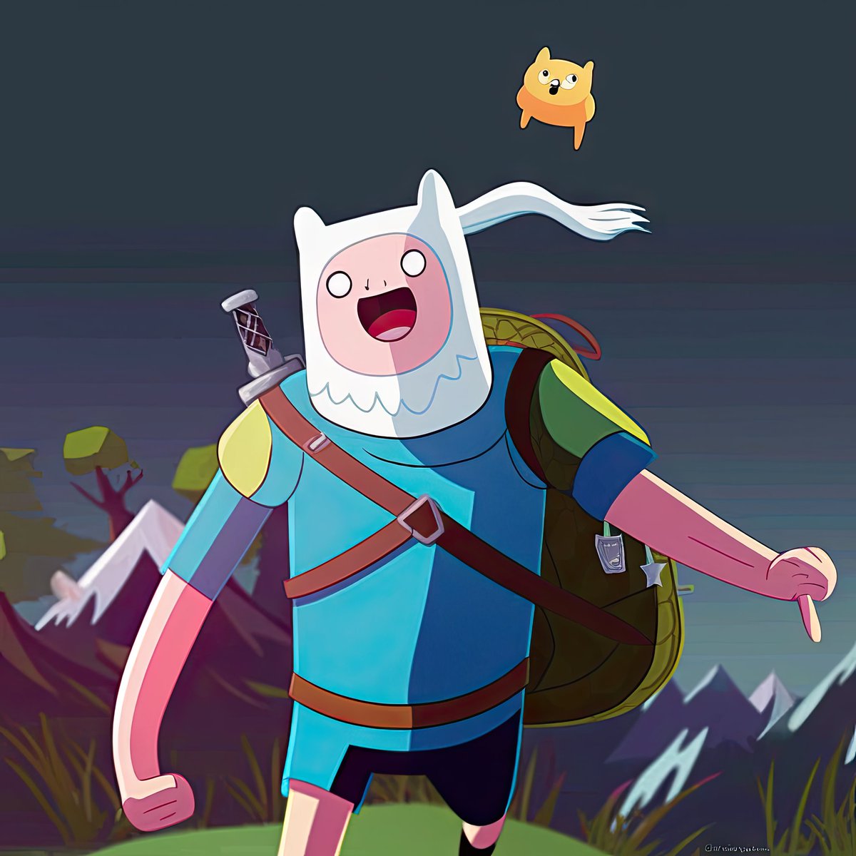 Insertzs's tweet image. The results were pretty wild. Check out the thread to see some of my favorite combinations! 

#Midjourney #AI #BlendMode #Experiment #AdventureTime #TheWitcher