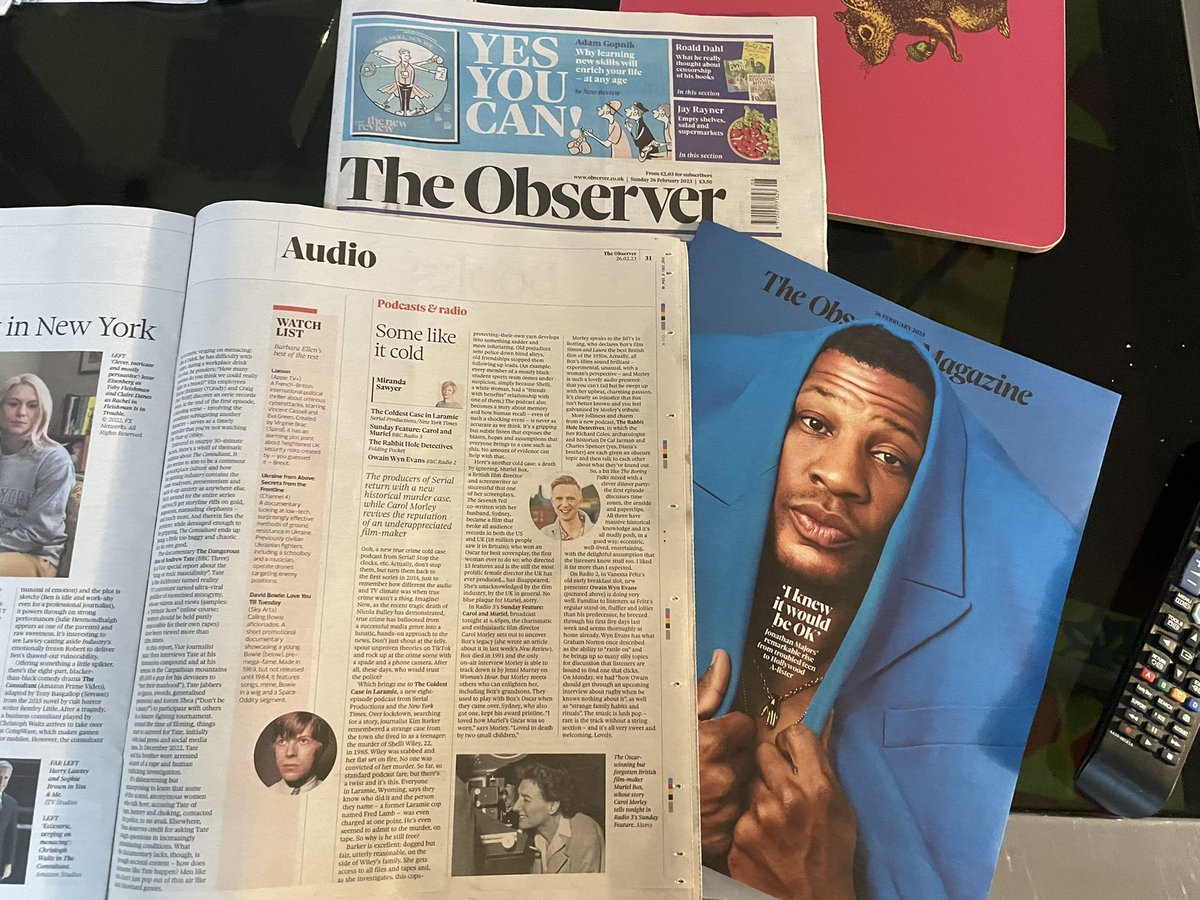 _CarolMorley's tweet image. Please tune into Carol and Muriel! @BBCRadio3 6.45pm to hear about great filmmaker #murielbox &amp;amp; how lovely to get The Observer today and see the wonderful review of the show by #mirandasawyer in @ObsNewReview also #JonathanMajors on the cover of the mag - who I cast in #outofblue