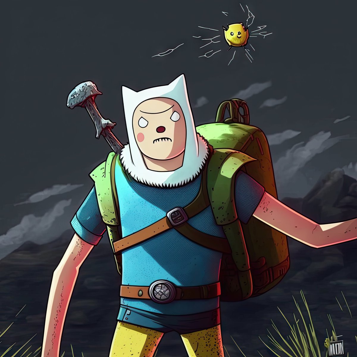 Insertzs's tweet image. The results were pretty wild. Check out the thread to see some of my favorite combinations! 

#Midjourney #AI #BlendMode #Experiment #AdventureTime #TheWitcher