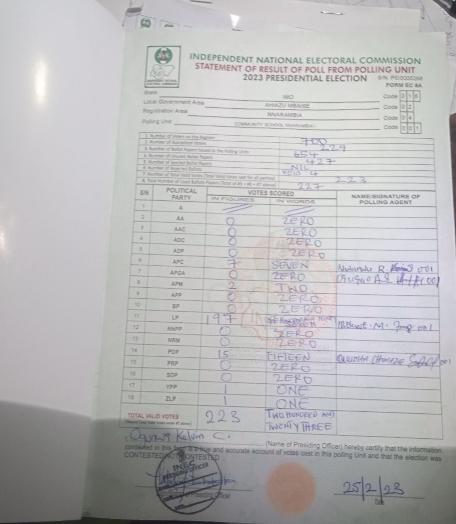 @badg_guy @IgweOdyssey Oga there was election in Imo state , just say some part , let me show you my polling unit result…