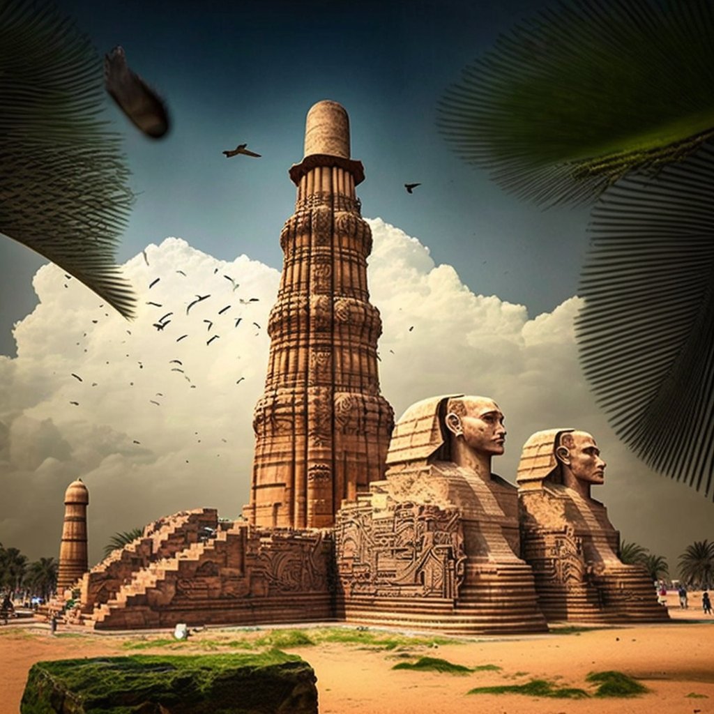 Abhas9's tweet photo. Reimagining some Indian monuments in Ancient Egypt using #midjourney https://t.co/0NGhS9nwK5