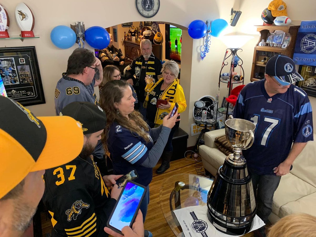 Some friends of mine had a party on Friday and the real #GreyCup showed up in their living room. 

You would never, ever, see that with the #SuperBowl. 

#CFL #NFL