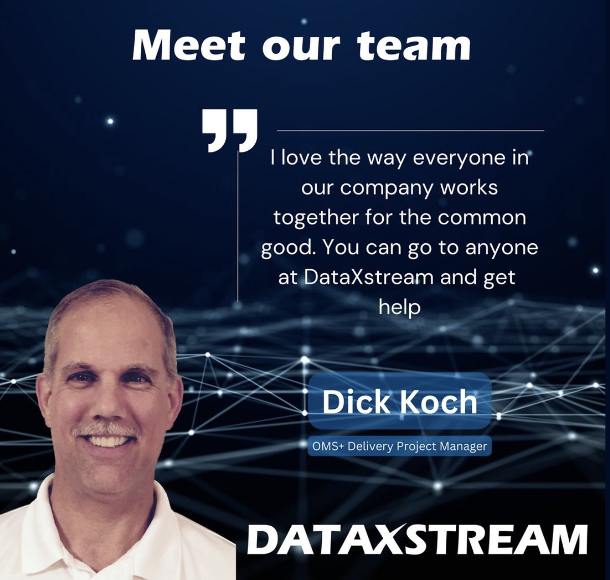 DataXstream's tweet image. #meettheteam Our team has double in the last 12 months so we will be introducing some of our long term team members &amp;amp; some newbies. Meet Dick Koch: Dick has been with #Dataxstream for over 16 yeas. An SAP EDI Consultant originally, Dick is an OMS+ Project Delivery Manager