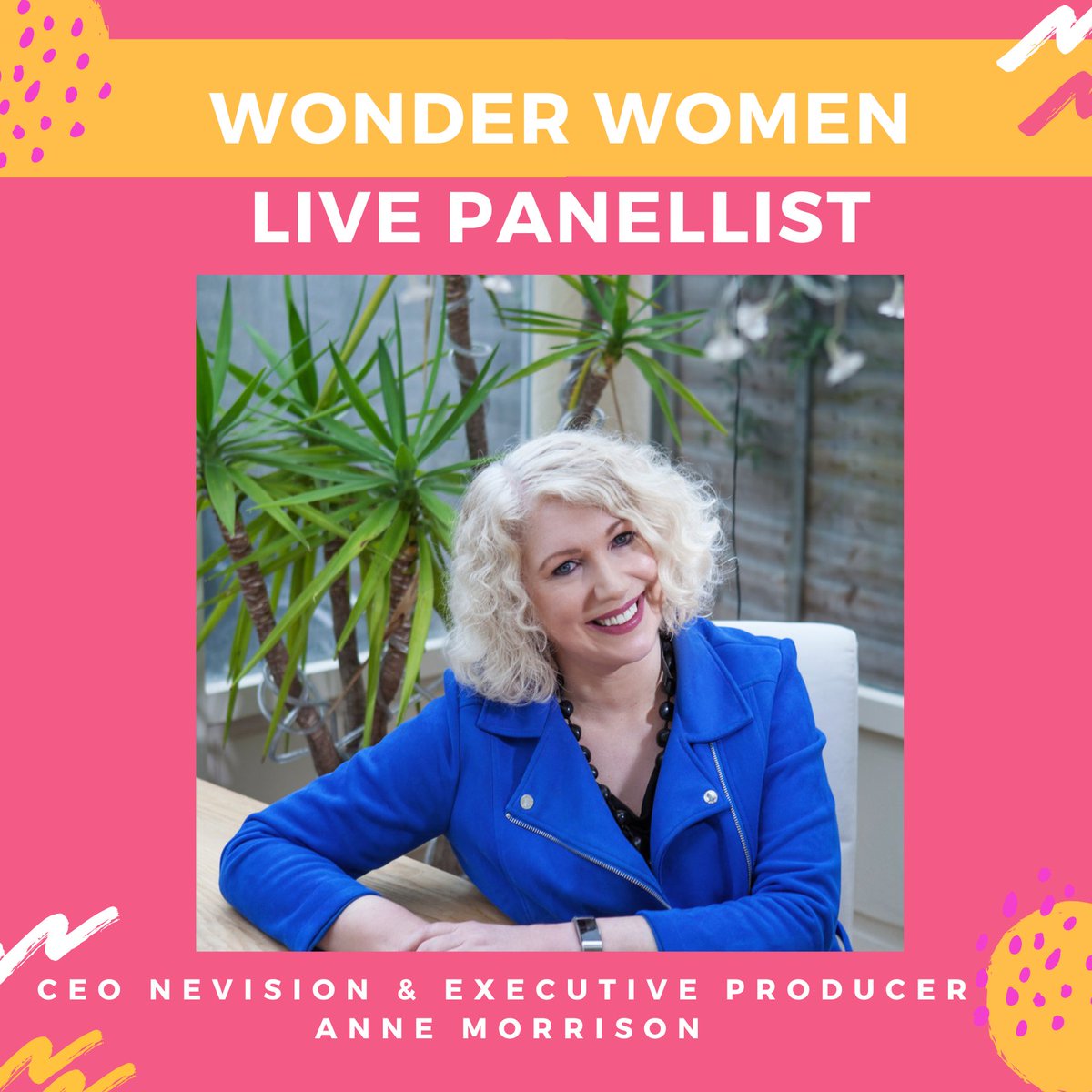 WonderWomenTVUK's tweet photo. Introducing our #WonderWomenLive speakers! Anne Morrison is CEO and Creative Director of Nevision. She's won BAFTA, RTS and Grierson Awards for The Missing Children and held senior positions at the BBC, the BBC Academy and was Chair of BAFTA! https://t.co/laj8pgIIQv @morria20 https://t.co/Eu7oXCdYOM