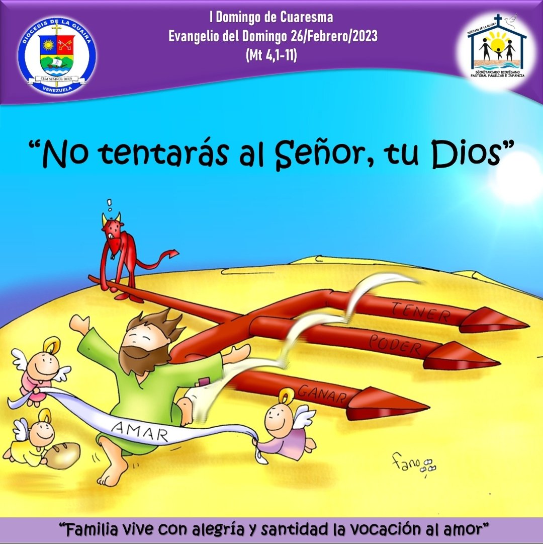 Si Jesucristo fue objeto de tentaciones también lo somos nosotros. No nos faltarán situaciones y personas que quieran mover nuestro ánimo a apartar el corazón de Jesucristo. Pero Jesucristo también nos da la solución: Retírate, Satanás. “Con el demonio no se dialoga”. #Cuaresma