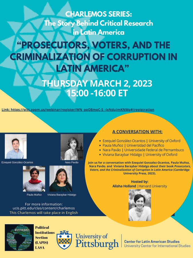 LAT.AM. POLITICAL INSTITUTIONS (@lapislasa) on Twitter photo .<a href="/CLASPITT/">CLAS at Pitt</a> and <a href="/LAPISLASA/">LAT.AM. POLITICAL INSTITUTIONS</a> present new book on the criminalization of corruption by <a href="/egocantos/">Ezequiel Gonzalez-Ocantos</a> Nara Pavao, <a href="/PaulaMunozCh/">Paula Munoz</a> & <a href="/VivianaBaraybar/">Viviana Baraybar Hidalgo</a> ucis.pitt.edu/clas/events/ch… .<a href="/CLASPITT/">CLAS at Pitt</a> and <a href="/LAPISLASA/">LAT.AM. POLITICAL INSTITUTIONS</a> present new book on the criminalization of corruption by <a href="/egocantos/">Ezequiel Gonzalez-Ocantos</a> Nara Pavao, <a href="/PaulaMunozCh/">Paula Munoz</a> & <a href="/VivianaBaraybar/">Viviana Baraybar Hidalgo</a> ucis.pitt.edu/clas/events/ch…