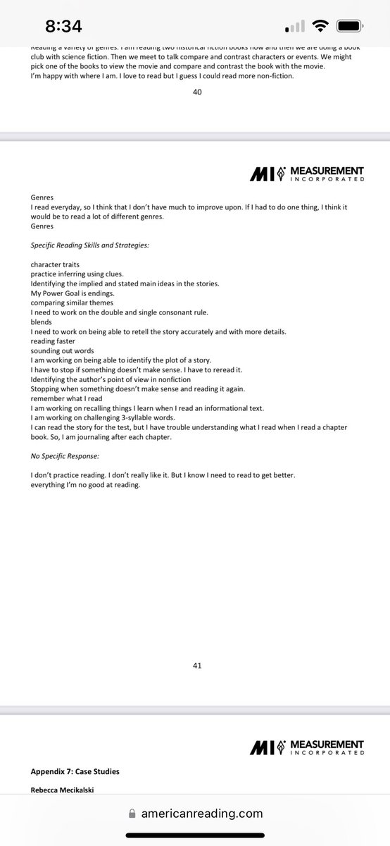 LBollman_thinks's tweet image. Study on #IRLA - child responses to their #readinglevel goals: “I know I suck at vocabulary” “I’m behind on my steps” “focus” “completing a book” “I’m no good at reading” • HOW does this validate your work?? @AmericanReading americanreading.com/documents/repo… (Appx 6)