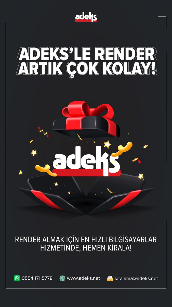 Render bilgisayarı Adeks'ten sorulur!

#adeks #adekskiralama #gaming #gamingpc #render #renderpc #rendering #streampc #streaming #kirala #kiralama #pckiralama #bilgisayarkiralama #premierepro #postproduction #3d #blender #cinema4d #ps5 #playstation #playstation5