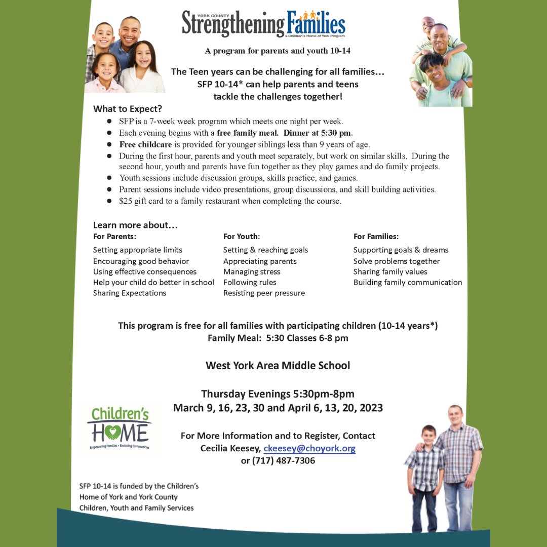 Are you ready for the teen years?  They can be challenging for the teen and the parents.  Check out this engaging, educational, and FUN program focused on strengthening families hosted at our Middle School.
#wyproud #wyasd #awesomestartshere