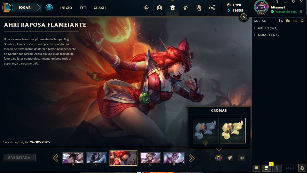 Miaamyt's tweet photo. Aaaah não creio que ganhei minha Ahri com fogo no rabooo, obrigada @Barbii_Ashe pelo código <333 https://t.co/mCRgK8pQuU
