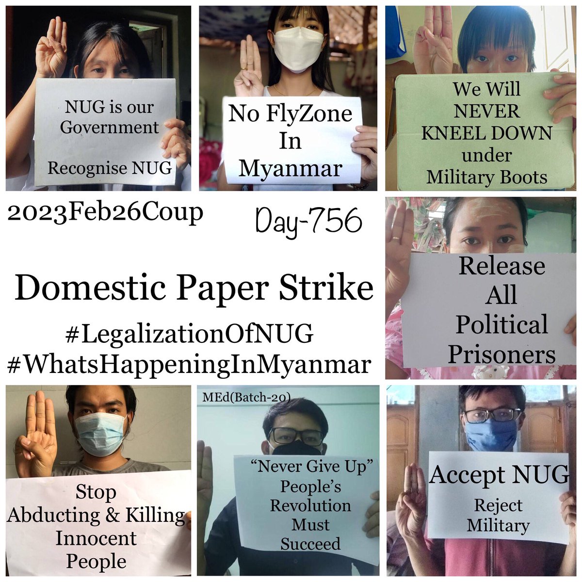 ActivistLittle's tweet photo. Daily anti-coup revolutionary domestic strike by pro-democracy CDMer teachers from Sagaing University of Education as 756th day.

#2023Feb26Coup #WhatsHappeningInMyanmar https://t.co/bCxjEi8Xdt