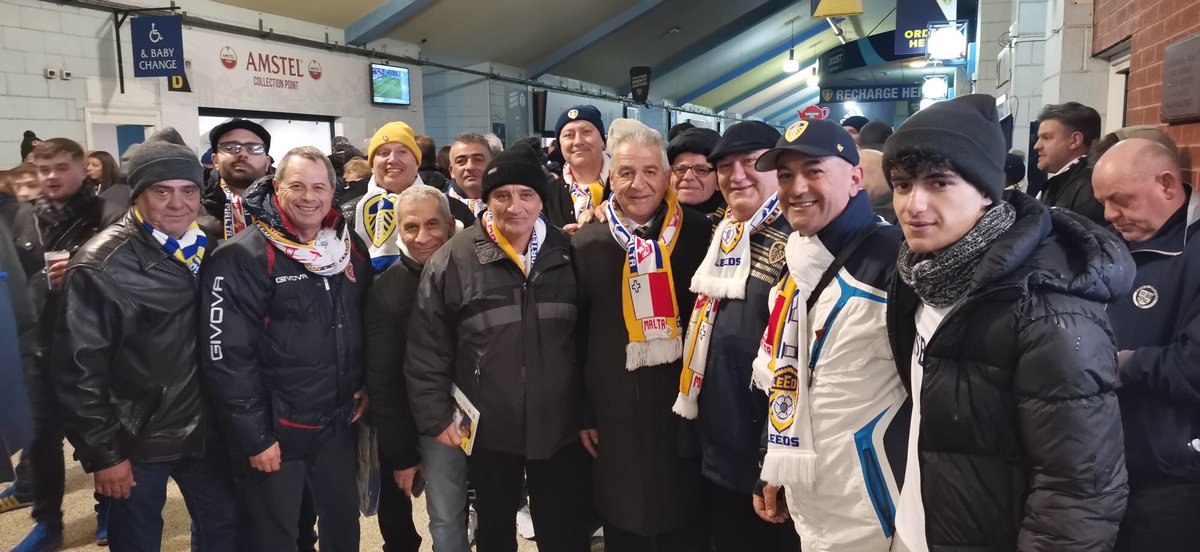 LUfansnetwork's tweet photo. RT One of our groups Malta. 40 members of the Leeds United Malta supporters club. At @EllandRoad for Southampton game. #lusn #leedsunitedsupportersnetwork #lufc #leedsunited https://t.co/igIbTSlj42