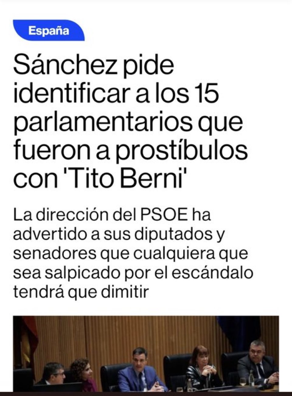 Hermann Tertsch on Twitter: "Por una vez comparto interés con Sánchez.  Queremos saber nombres de los quince diputados de las juergas. No sabemos  si en parte continuarían en establecimientos de la familia