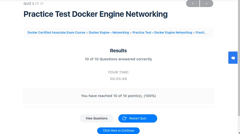 rufilboss's tweet image. Day 030 of #100DaysOfDevOps
Completed Docker Networking on @kodekloud1 and also took my second practice test, guess what?๐๐
I got 10/10๐ฅ ๐ ๐ ๐
#100DaysOfCode #100daysofcodechallenge
#100daysofpractice #100DaysOfHacking #developers #DevOps #techtwitter #docker #security