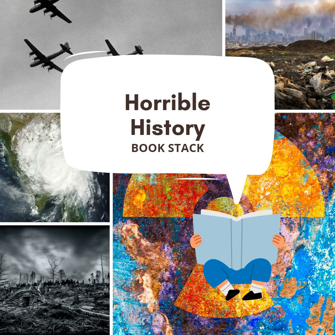 bookstacktrio's tweet photo. This week we're diving into some uncomfortable times and events with Horrible Histories. From some unique cooking choices of the Ancient Romans and Celts, natural disasters, war, and environmental catastrophes, we touch on all kinds of horrible. https://t.co/KwDnymWzbx