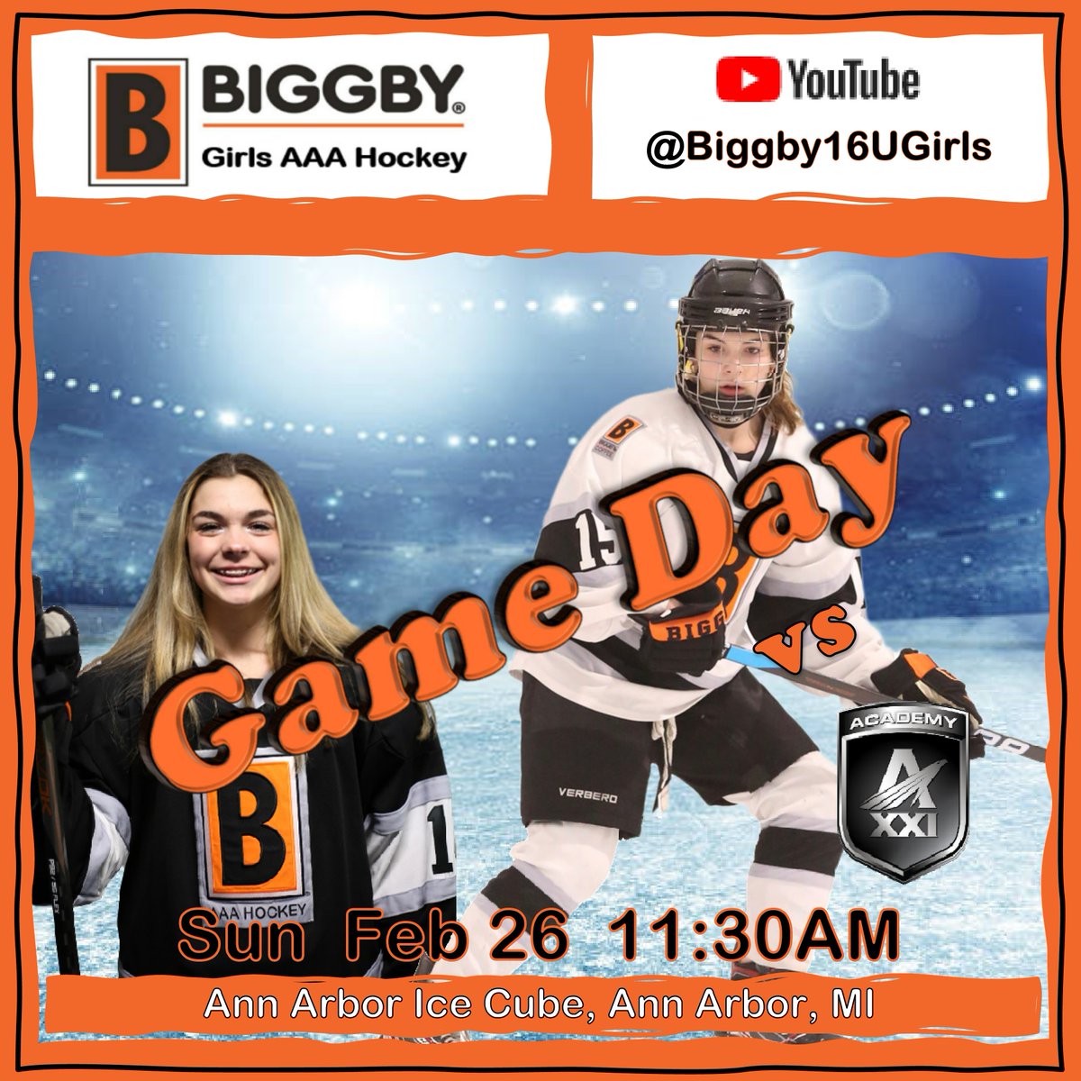 Final warm-up before States against @A21Academy  from our NEW Biggby Hockey facilities in Ann Arbor, MI.  #rollbeans #team1 #biggbyfamily

<a href="/BiggbyAAAGirls/">Biggby AAA Girls Hockey</a> @BiggbyCoffeeAAA  

Pictured: 15 Lauren Farris (2025/2007)