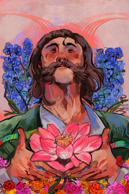 lotus; larkspur; zinnia#DiscoElysium #harrydubois #discoelysiumfanart 
