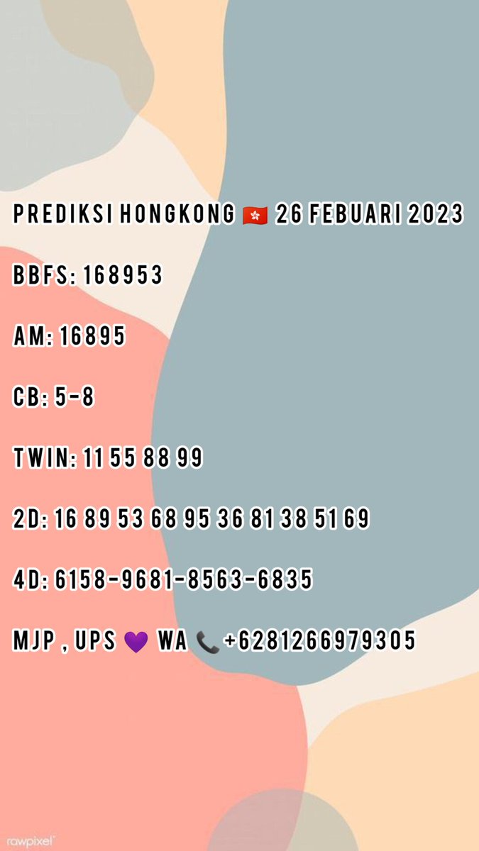 Prediksiqueen's tweet photo. PREDIKSI HONGKONG 🇭🇰 26 FEBUARI 2023

JOIN GRUP PREDIKSI GRATIS BISA LANGSUNG CHAT KE WA 📞+6281266979305

#prediksihk #prediksitogel #prediksihongkong #prediksijitu #prediksitop #togelonline #togeljitu #togeljackpot #togelhariini #togel https://t.co/eD8sUs1IB6