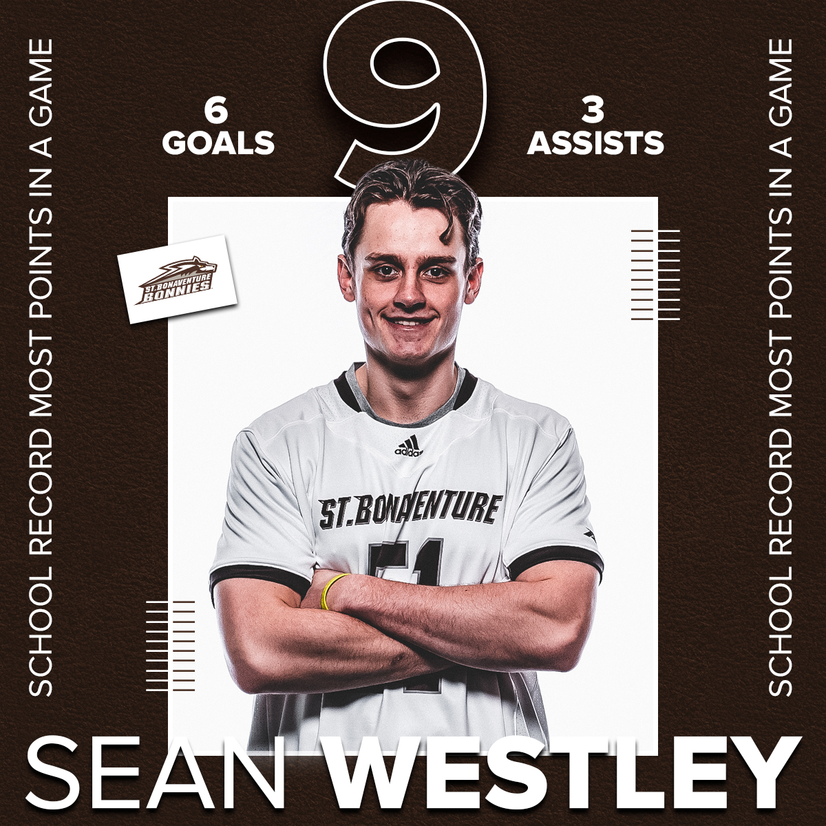 BonniesMLAX's tweet photo. He was absolute 🔥 yesterday

Sean Westley matched his own school records for points (9) and goals (6) in a single game to power Saturday's #Bonnies win 💪 https://t.co/JIVfBW387l