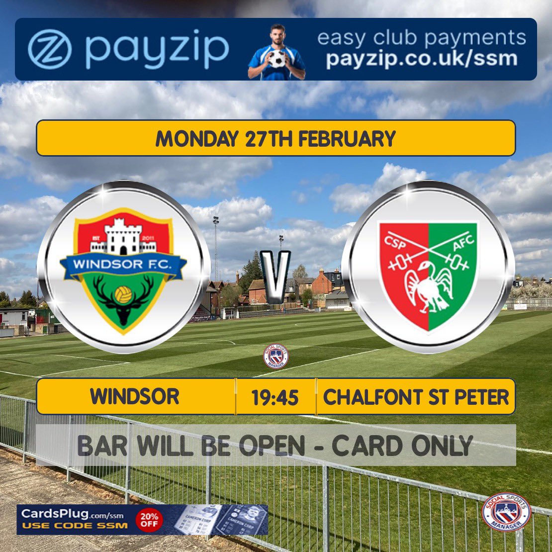 MNF returns tomorrow as we welcome <a href="/csp_afc/">Chalfont St Peter</a> 18’s to Stag Meadow in the league

📆 - Mon 27th Feb
⏰ - 7:45pm
📍 - Stag Meadow
🎟️ - £4 Adult / £2 u16/+60 card/cash

A chance for the boys to bounce back tomorrow as the games come thick and fast. Come and support the boys! ❤️💚⚽️
