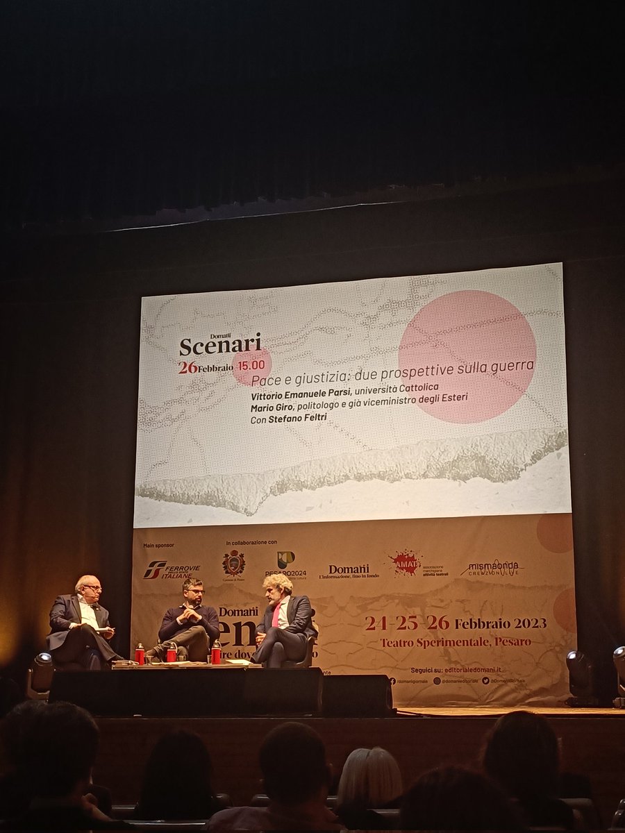 Geopolitica.info (@geopoliticainfo) on Twitter photo 🎙️"Pace e giustizia: due prospettive sulla guerra" ne parlano il professor <a href="/VEParsi1/">Vittorio Emanuele Parsi</a> (<a href="/Unicatt/">Università Cattolica</a>) e Mario Giro, politologo e già viceministro degli Esteri con <a href="/StefanoFeltri/">Stefano Feltri</a> (<a href="/DomaniGiornale/">Domani</a>).
#Scenari #Pesaro 🎙️"Pace e giustizia: due prospettive sulla guerra" ne parlano il professor <a href="/VEParsi1/">Vittorio Emanuele Parsi</a> (<a href="/Unicatt/">Università Cattolica</a>) e Mario Giro, politologo e già viceministro degli Esteri con <a href="/StefanoFeltri/">Stefano Feltri</a> (<a href="/DomaniGiornale/">Domani</a>).
#Scenari #Pesaro