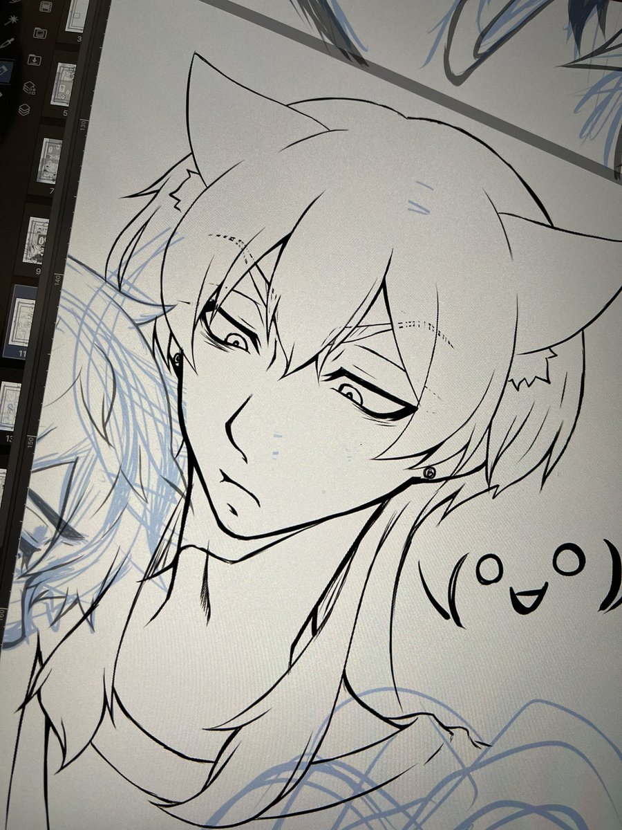 一応ちゃんと原稿やってるよっ‼︎
って言う画像(笑)
猫耳りんどぅくん🐙

絵柄が定まらない😂 