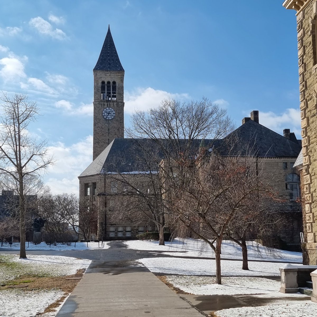 Cornell Uni in the snow. Exciting visit - back to Bristol now.